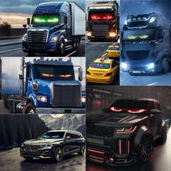 LED Devil Eyes Light Strips for Cars – 5800 Lux High-Brightness, App Controlled Custom Windshield Decoration, Waterproof USB Car LED Kit