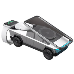 Cyberpunk Pickup Truck Model 3-in-1 Wireless Desktop Charger – Multi-Functional Phone, Watch & Earbuds Charging Station