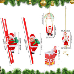 Luxcig Electric Climbing Santa – Musical Christmas Ornament with Rope Ladder & Parachute, Perfect for Holiday Home Decor