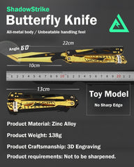 LUXCIG ShadowStrike Butterfly Knife – Zinc Alloy, Smooth Action, Non-Slip Grip, Safe Training Toy (Unsharpened)