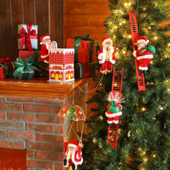 Luxcig Electric Climbing Santa – Musical Christmas Ornament with Rope Ladder & Parachute, Perfect for Holiday Home Decor
