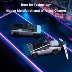 Cyberpunk Pickup Truck Model 3-in-1 Wireless Desktop Charger – Multi-Functional Phone, Watch & Earbuds Charging Station