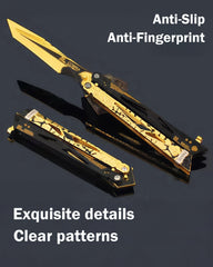 LUXCIG ShadowStrike Butterfly Knife – Zinc Alloy, Smooth Action, Non-Slip Grip, Safe Training Toy (Unsharpened)