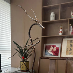 Luxcig Double Dragon Incense Stand – 65-75cm Handmade Carbonized Camphor Wood Base Yoga Gift for Mom & Girlfriend