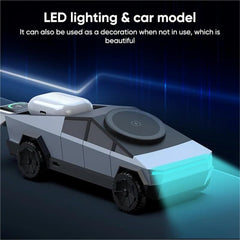 Cyberpunk Pickup Truck Model 3-in-1 Wireless Desktop Charger – Multi-Functional Phone, Watch & Earbuds Charging Station