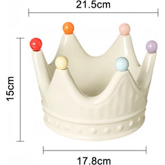 Crown Ceramic Fruit Bowl with 6 Dessert Picks – Decorative Snack & Appetizer Holder, Elegant Table Centerpiece