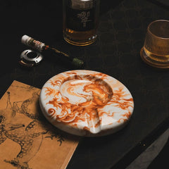 LUXCIG Red Glaze Ceramic Ashtray – Tang Dynasty Inherited Craftsmanship and Hand-Painted Dog, Symbol of Luck and Heritage