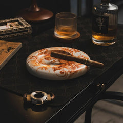 LUXCIG Red Glaze Ceramic Ashtray – Tang Dynasty Inherited Craftsmanship and Hand-Painted Dog, Symbol of Luck and Heritage
