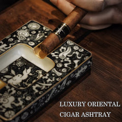 LUXCIG Rabbit-Themed Ceramic Cigar Tray – Irregular Artisan Design in Soft Green Glaze with Ancient Craftsmanship
