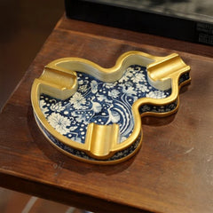 LUXCIG Celadon Gourd Cigar Ashtray – Handmade Ceramic Ashtray with Ancient Chinese Aesthetic