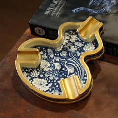 LUXCIG Celadon Gourd Cigar Ashtray – Handmade Ceramic Ashtray with Ancient Chinese Aesthetic