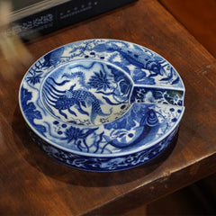LUXCIG Handcrafted Cigar Ashtray – Fishweed Motif in Fine Chinese Ceramic Tradition