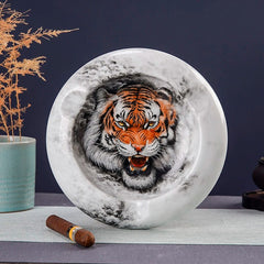 LUXCIG Royal Tiger Cigar Dish – Artisan Hand-Painted Ceramic from Ancient Kiln Tradition