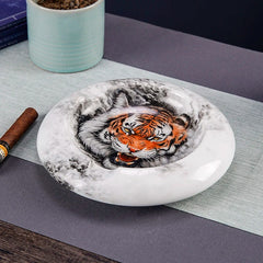 LUXCIG Royal Tiger Cigar Dish – Artisan Hand-Painted Ceramic from Ancient Kiln Tradition