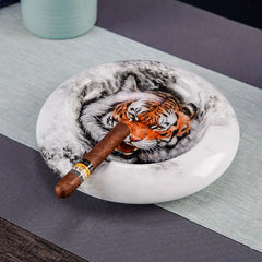 LUXCIG Royal Tiger Cigar Dish – Artisan Hand-Painted Ceramic from Ancient Kiln Tradition