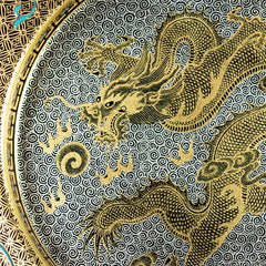 LUXCIG Royal Filigree Porcelain Ashtray – Enamel Gold Dragon Pattern, Artisan Fired