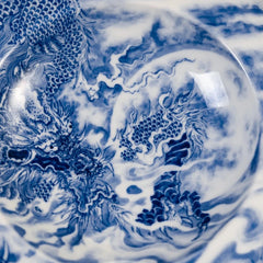LUXCIG Imperial Dragon Ceramic Cigar Ashtray, Antique Blue & White Style and Hand-Painted Porcelain from Traditional Tang Craftsmanship