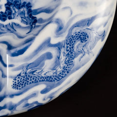 LUXCIG Imperial Dragon Ceramic Cigar Ashtray, Antique Blue & White Style and Hand-Painted Porcelain from Traditional Tang Craftsmanship