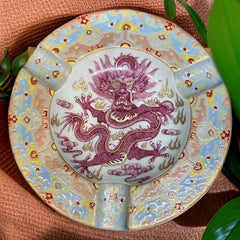 LUXCIG Jingdezhen Dragon Cigar Ashtray – Hand-Painted Enamel Ceramic, Perfect Gift for Him