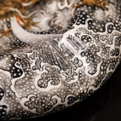 LUXCIG Chinese Imperial Dragon Cigar Tray – Hand-Painted Ceramic with Ancient Craftsmanship，Luxury Gift for Husband or Boyfriend