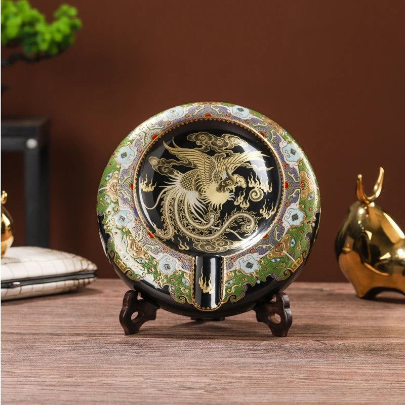 LUXCIG Phoenix Glory Cigar Ashtray – Handcrafted Elegance from Ancient China, Fine Jingdezhen Ceramics for Collectors