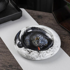 LUXCIG Hand-Painted Python Cigar Ashtray – Jingdezhen Ceramic Masterpiece, Luxury Handmade Porcelain