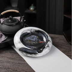 LUXCIG Hand-Painted Python Cigar Ashtray – Jingdezhen Ceramic Masterpiece, Luxury Handmade Porcelain