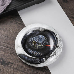 LUXCIG Hand-Painted Python Cigar Ashtray – Jingdezhen Ceramic Masterpiece, Luxury Handmade Porcelain