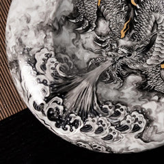 LUXCIG Ink Dragon Ceramic Ashtray – Handmade Jingdezhen Porcelain with Original Oriental Design