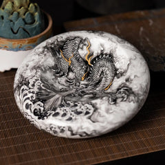 LUXCIG Ink Dragon Ceramic Ashtray – Handmade Jingdezhen Porcelain with Original Oriental Design