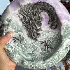 LUXCIG Imperial Dragon Cigar Ashtray – Handcrafted Chinese Ceramic, Perfect Gift for Him, Hand-Painted Porcelain for Cigar Enthusiasts