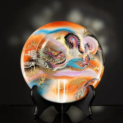 LUXCIG Luxury Dragon & Phoenix Cigar Ashtray – Artistic Chinese Gift, Handcrafted Porcelain, Handmade for Connoisseurs