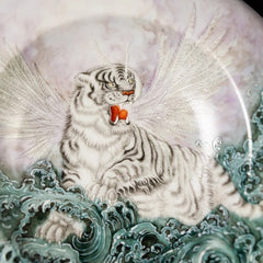 LUXCIG Elegant Tiger Motif Ashtray – Chinese Pastel Porcelain, High-End Handmade Art, Luxury Gift for Him