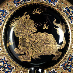LUXCIG Collector’s Qilin Cigar Tray – Handmade Ceramic in Black Enamel & Gilded Design