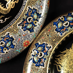 LUXCIG Collector’s Qilin Cigar Tray – Handmade Ceramic in Black Enamel & Gilded Design