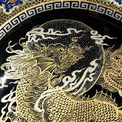 LUXCIG Collector’s Qilin Cigar Tray – Handmade Ceramic in Black Enamel & Gilded Design