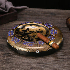 LUXCIG Artisan Ceramic Cigar Ashtray – Hand-Painted Enamel Ceramic with Artistic Hand-Drawn Detailing, Ancient Chinese Craftsmanship
