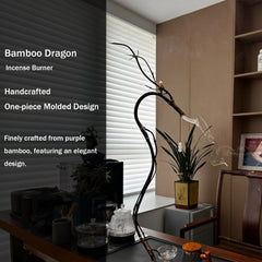 Purple Bamboo Dragon-Themed 70cm Backflow Incense Burner — Ideal for Yoga, Meditation, and Home Decor